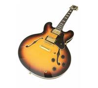 Guitare électrique semi-hollow body en acajou - Double pan coupé avec ouïes forme de f et deux micros humbuckers for jazz, blues rock(Brown)