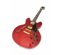 Guitare électrique semi-hollow body en acajou - Double pan coupé avec ouïes forme de f et deux micros humbuckers for jazz, blues rock(Red)
