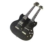 Guitare électrique Solid Body à double manche, noire 6 et 12 cordes avec Humbuckers, pleine taille for scène rock classique (Guitarra Eléctrica)