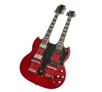 Guitare électrique Solid Body à double manche, rouge 6 et 12 cordes avec Humbuckers, pleine taille for scène rock classique (Guitarra Eléctrica)