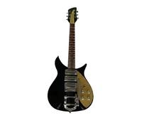 Guitare électrique Solid Body, style rétro noir avec pickguard doré et 3 micros, cordier trémolo for performance sur scène rock (Guitarra Electrica)