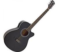 Guitare Électro-Acoustique à Pan Coupé par Gear4music, Noir Noir
