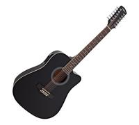 Guitare Électro-Acoustique Dreadnought 12 Cordes par Gear4music, Noir | Préampli intégré avec égalisation 3 bandes, son distinctif 12 cordes, corps en tilleul, prête à jouer immédiatement