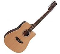 Guitare Électro-Acoustique Dreadnought à Pan Coupé 12 cordes par Gear4music, Natural