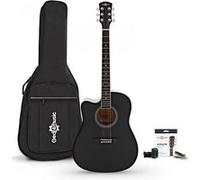 Gear4music Guitare électro-acoustique Dreadnought pour gaucher et kit d'accessoires Noir