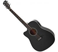 Guitare Électro-Acoustique Dreadnought Gaucher à Pan Coupé, Noir