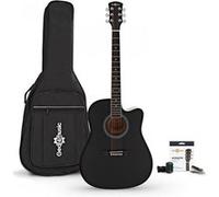 Guitare Électro-Acoustique Dreadnought Pan Coupé avec pack Accessoires par Gear4music, Noir