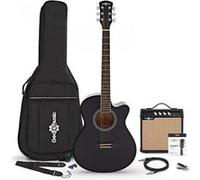 Guitare Électro-Acoustique Pan Coupé, Noire avec pack Ampli Acoustique 15 W et Accessoires Noir