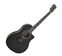 Guitare Électro-Acoustique Roundback par Gear4music, Noir | Accordeur et réglages de tonalité intégrés, corps ABS roundback pour confort et projection, touche en bois de fer violet