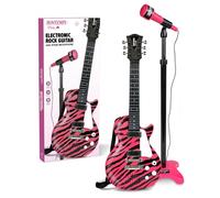 Guitare Electronique Rock Guitare et Pied Micro Jouet Rose
