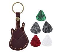 Guitare en Forme de Porte-médiators en Cuir PU avec Support de médiator avec 5pcs coloré, médiators pour Joueurs de Guitare(Marron)
