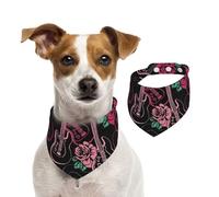 Guitare et Rose,Bandanas pour Chien, écharpe en Coton, Bavoirs réglables pour Animaux de Compagnie,L
