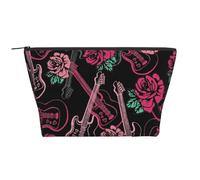 Guitare et Rose, Trousse de Toilette Trousse de Maquillage Sac à cosmétiques Trousse de Toilette de Voyage Portable