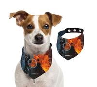 Guitare Feu et Eau,Bandanas pour Chien, écharpe en Coton, Bavoirs réglables pour Animaux de Compagnie,S