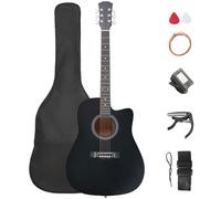 Guitare Folk 41 Pouces en Bois Massif pour Débutants - Table Sapelli Mécaniques Haute Précision - Noir