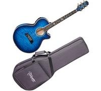 Guitare folk électro-acoustique Takamine TSP100-DBS Quilt Dark Blue Sunburst avec étui
