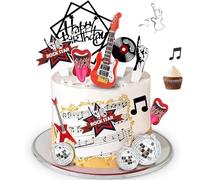 Guitare Gâteau Topper Décorations Gâteau Boule Disco Notes musique Cupcake Toppers Cupcake Topper Pour Fête D'anniversaire, Baby Shower, 70s Party Supplies Gâteau Dessert Décoration