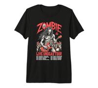 Guitare Guitariste Zombie Squelette Live Undead Halloween Music T-Shirt Haut de Gamme