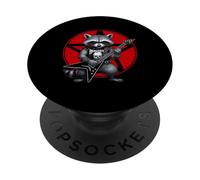 Guitare Heavy Metal Raccoon Rock Animal Lover PopSockets PopGrip Adhésif