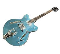 Guitare Jazz personnalisée, guitare électrique à corps creux et fin, rose argenté bleu, grand système vibrato