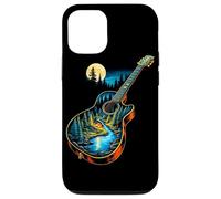 Guitare Lake Reflections Forest Pine Tree Moon Camp Guitarist Coque pour iPhone 12/12 Pro