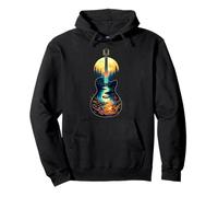 Guitare Lake Reflections Forest Pine Tree Moon Camp Guitarist Sweat à Capuche