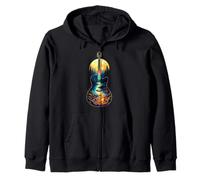 Guitare Lake Reflections Forest Pine Tree Moon Camp Guitarist Sweat à Capuche