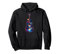 Guitare Lake Reflections Forest Pine Tree Moon Camp Guitarist Sweat à Capuche
