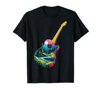Guitare Lake Reflections Forest Pine Tree Moon Camp Guitarist T-Shirt