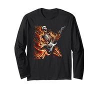 Guitare Metalhead Squelette Skull Heavy Metal Music Manche Longue