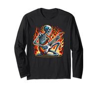 Guitare Metalhead Squelette Skull Heavy Metal Music Manche Longue