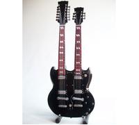 Guitare miniature de collection - Gibson - SG double manche réplique de Slash - Noire brillante - 25 cm - Livré monté