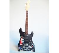Guitare miniature de collection - Stratocaster - Noir - 25 cm - Hommage à Johnny Hallyday - Livré avec un stand réplique
