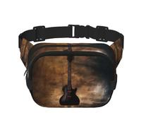 Guitare musicale unisexe réglable taille carrée double couche sac de taille pour activités de plein air voyage course randonnée, Noir , Taille unique