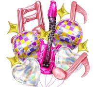 Guitare, Musique, Note de Musique, Disco, Étoile, Coeur - 14pcs Ballons Adaptés aux Anniversaires, Soirées Disco, Fêtes de Fans de Chanteurs