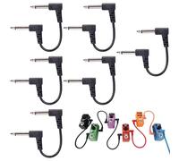 Guitare Patch Câble, 6 Pièces Cordons Patch Angle Droit Plat Jack 6,35 mm Connecteurs Cordon Audio pour Pédales D'effet Guitare et Basse, Câble pour Instrument de Musique, (15CM, Mono)