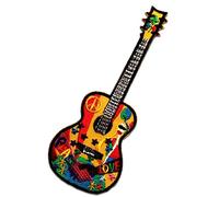guitare Peace Paix Hippie - Ecusson thermocollant patches appliques, Taille: 5 x 12,8 cm