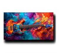 Guitare Peinture Numero Adulte AbstraitPeinture Par Numero Adulte, Peinture Numero Enfant Débutants, sur Toile Simple Peinture Numero Avec Peintures et Pinceaux 40X80cm, pour Cadeau Homme Femme 3-3-T