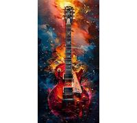 Guitare Peinture Numero Adulte, Eenfants Peinture par Numéro art Peinture par Numero Débutants Activité Manuelle, avec 3 Pinceaux et Acryliques Pigment, Decoration Murale Chambre 30X60CM (Sans Cadre)