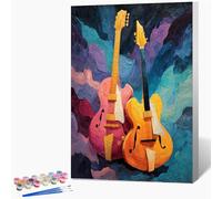 Guitare Peinture Numero Adulte, Graffiti Peinture par Numero avec Cadre, DIY Activité Manuelle Adulte, Paint by Numbers Kits avec Pinceaux et Pigment Acryliques, Decoration Chambre, 90x110cm Q-2125