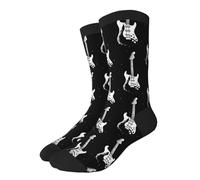 Guitare Rock Électrique Chaussettes Drole 40Cm Fantaisie Chaussettes Rigolotes Confortable Crew Socks Pour Cyclisme Ado Trekking