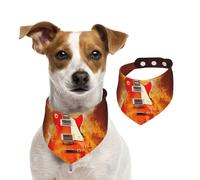 Guitare Rock en feu,Bandanas pour Chien, écharpe en Coton, Bavoirs réglables pour Animaux de Compagnie,M