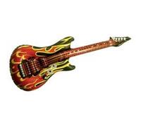 GUITARE ROCK GONFLABLE FLAMES OF HELL Guitare gonflable en plastique, noire, rouge et jaune G