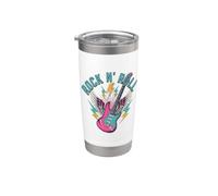 Guitare Rock N' Roll avec ailes et éclairs Gobelet isotherme en acier inoxydable double paroi