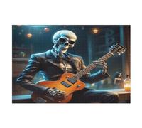 Guitare Skeleton Man Puzzles Adulte 1000 Pieces Cadeau Famille Puzzle Classique 3D EnfFourmisJouet en Bois Cadeau Unique （75×50cm）