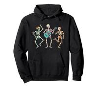Guitare Squelette Dansant Halloween Tête de Mort Cool coloré Sweat à Capuche