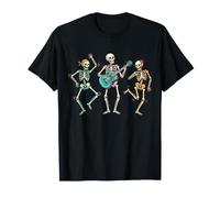 Guitare Squelette Dansant Halloween Tête de Mort Cool coloré T-Shirt