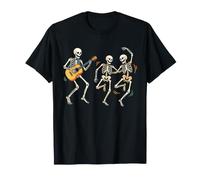 Guitare Squelette Dansant Halloween Tête de Mort Cool coloré T-Shirt