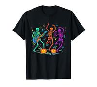Guitare Squelette Dansant Halloween Tête de Mort Cool coloré T-Shirt