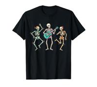 Guitare Squelette Dansant Halloween Tête de Mort Cool coloré T-Shirt Graphique avec Valeur